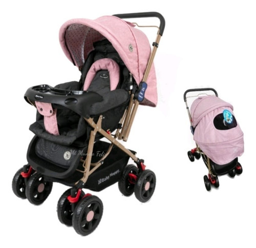 Coche Para Bebe Cuna Ebaby Con Mango Multifuncion Color Rosa