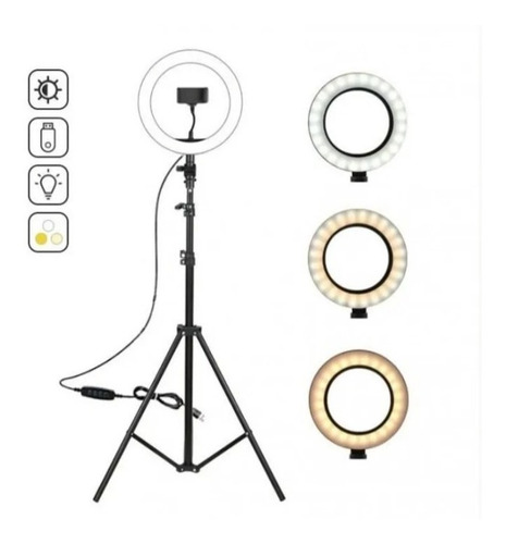 Aro Led Luz C/control  Tik Tok Makeup Trípode 30cm