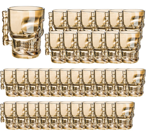Caja 36 Piezas Tarro Cervecero Calavera Ambar 500 Ml