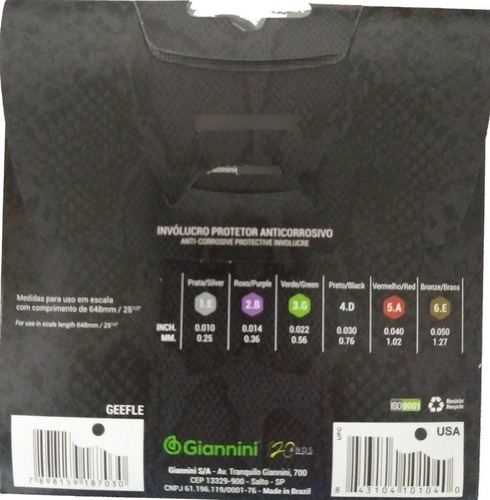 Imagen 2 de 3 de Juego Cuerdas Guitarra Acústica Giannini Cobra 0.10