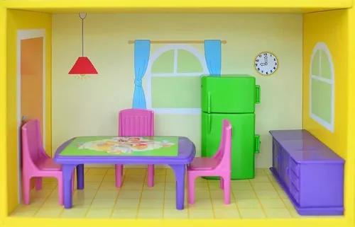 Casinha Da Peppa Pig Mobiliada Em Madeira Mdf C/ Móveis 41cm