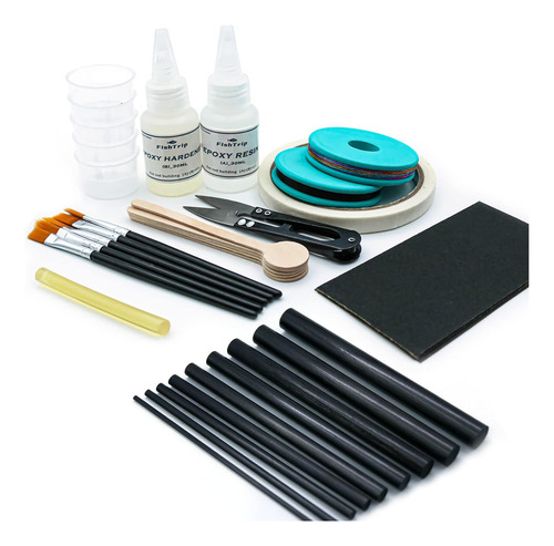 Kit De Reparación Caña De Pescar Epoxi Carbono Fundición A_kit Completo