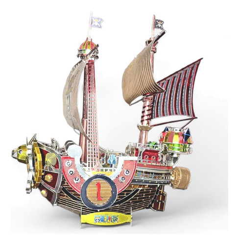 Thousand Sunny One Piece Rompecabezas Metálico 3d A Color