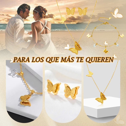 Collar De Oro 18k Mariposas Dije Pulsera Aretes Joyeria