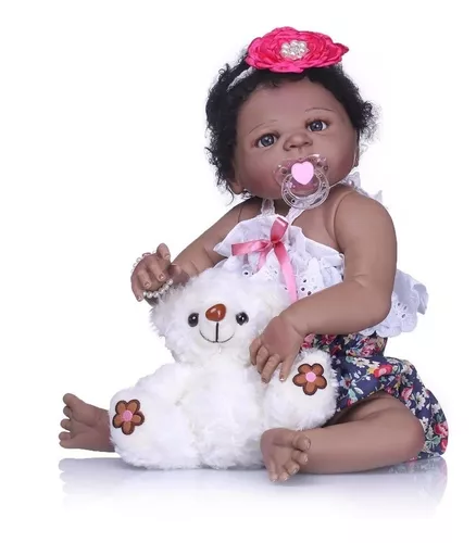 Bebê Boneca Realista Reborn Silicone Negra - Pronta Entrega