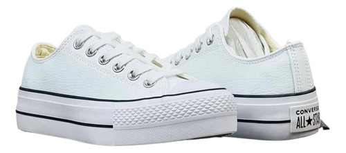 Zapatos Compatible Converse Plataforma Cuero Blanco 