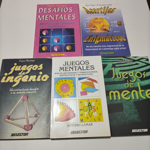 Lote De 5 Libros De Desafíos Mentales, Juegos Y Acertijos 
