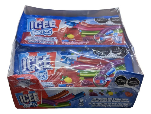 Icee Ropes Caramelo Suave Con Sabores Dulce Frutales 12 Pz