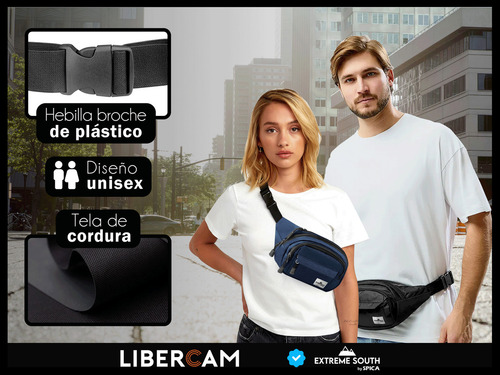 Riñonera Bandolera Urbana Spica Rri-00 Impermeable 4 Cierres Color Negro Diseño De La Tela Lisa
