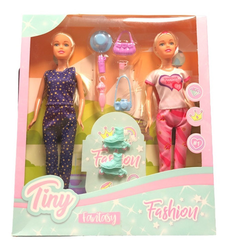 Muñeca Tiny Fantasy Y Su Hermana Patines Accesorios Fashion