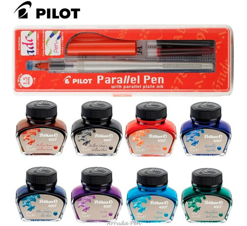 8 X Tinta Pelikan 30 Ml + Pilot Parallel Pen 1.5mm