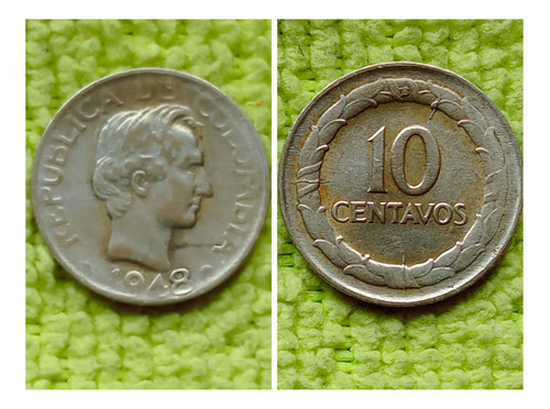 Moneda 10 Centavos, Plata. 1948.