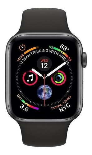 Apple Watch (GPS) Series 4 44mm caixa 44mm de  alumínio  space gray pulseira  black A1978