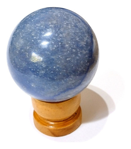 Bola Esfera Pedra Natural Quartzo Azul 6,5cm Com Suporte