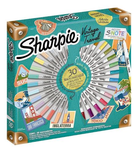 Imagen 1 de 7 de Marcadores Sharpie Permanente Punta Fina Ruleta X30
