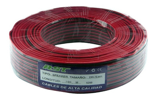 Rollo De Cable Parlante 2x0.75 Mm 100mts Paralelo Negro-rojo