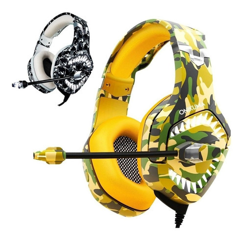 Auriculares Gamer K1 Pro Led Onikuma PC Xbox Tablet Celular Color Amarillo