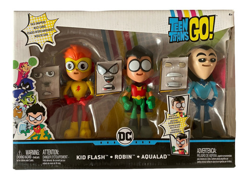 Teen Titans Go Face Swappers Kid Flash Robin Y Aqualad Set (Usado)