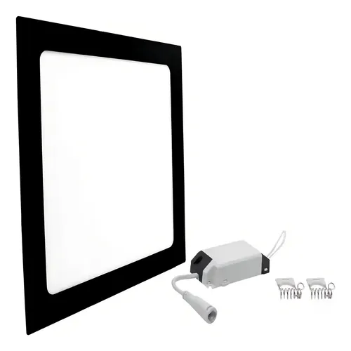 comprar Kit 3 Plafon Painel Led Embutir 15x15 Preto Quadrado 12w Cor Preto - Luz Neutra 110v\u002F220v