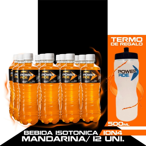 Imagen 1 de 6 de Isotónico Powerade Mandarina Pet 500ml 12 Unidades.