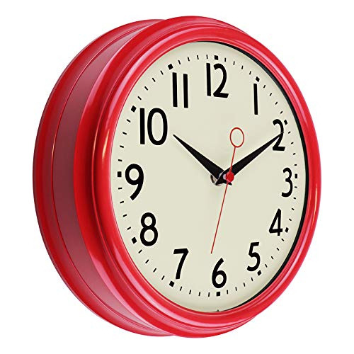 Reloj De Pared Retro De 9.5 Pulgadas, Diseño Vintage D...