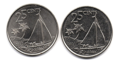 Bahamas 25 Cents 2007 Y 2015 Barcos
