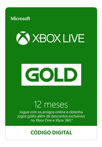 Imagem 1 de 1 de Xbox Live Gold 12 Meses Codigo 25 Digitos Br Envio Imediato