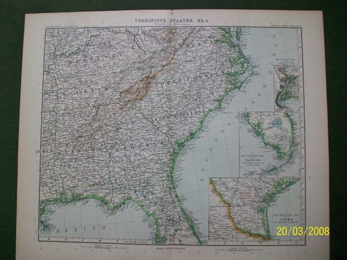 Mapa Estados Unidos Costa Este Publicado En Alemania 1911 (Usado)