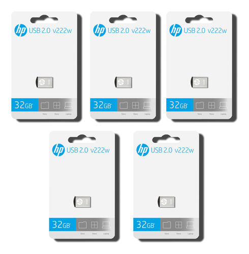 Pack 5 Memoria Usb Hp V222w 64gb 2.0 Plateado Plateado V222w