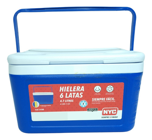 Hielera De Plastico Marca Nyc 4.7 Litros, 6 Latas 5qt