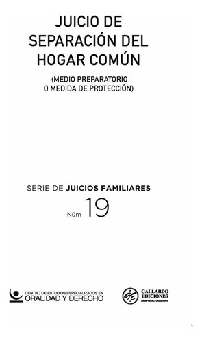 Juicio De Separación Del Hogar Común (medio Preparatorio O Medida De Protección)