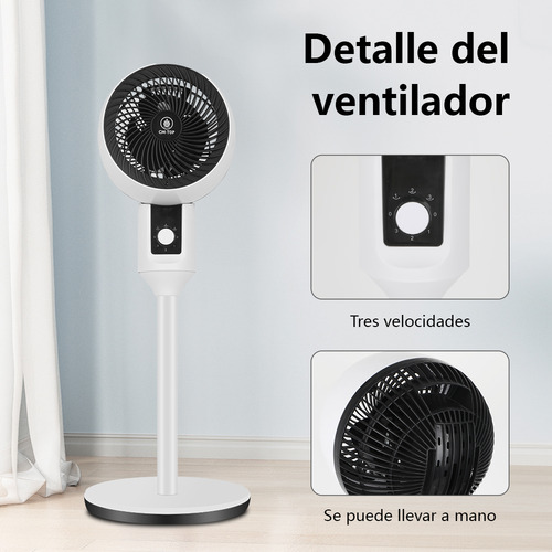 Ventilador De Pedestal Cm-top Portátil 3 Aspas Plástico 50 W Circulación De Aire Oscilación 2 In 1 Altura Ajustable Estructura Color Blanco