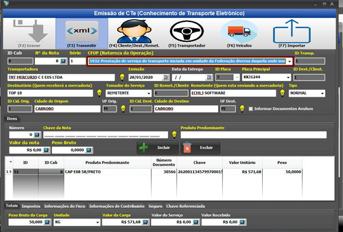 Emissor, Programa Nf-e, Nfc-e, Sat, Cte, Cte Os E Mdfe
