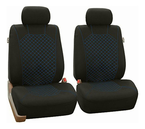 Blue Seat Cover Front With Ornate Diamond Stitching,