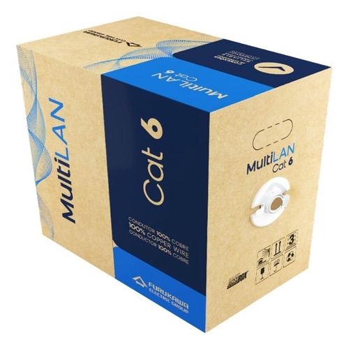 100 Mts De Cabo Rede C6 Furukawa Multilan Gigabit 100% Cobre Cor Vermelho