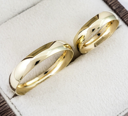 Argollas De Matrimonio 4mm Par Anillos Boda Amarillo 10k