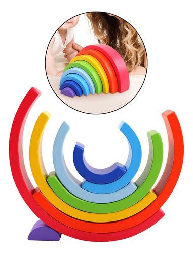 8 Piezas Arco Iris Construcción Apilamiento Bloques Diy