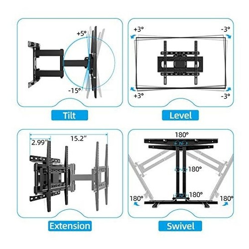 Soporte Tv Pared Inclinable Giratorio Para Tv 26-65puLG,