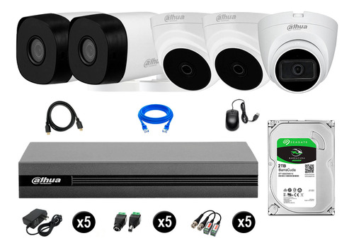 Cámaras Seguridad Kit 5 Dahua Hd 720p 2tb 1 Cámara Con Audio