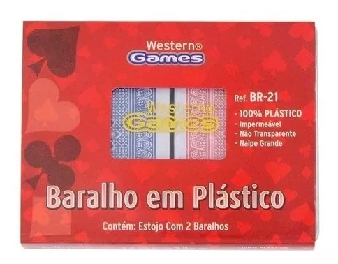 Jogo De Baralho Plástico 2 Unidades Western Br-21