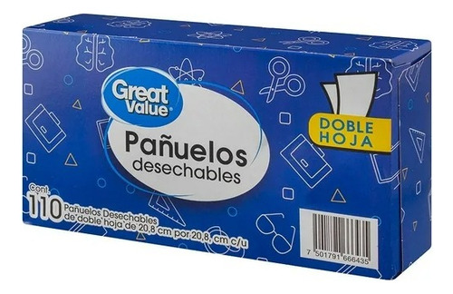 8 Pzas Pañuelos Faciales Great Value 110 Pzas