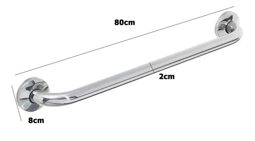 Alça De Apoio Inox Barra 80cm 17 Uni Idoso Banheiro Suporte