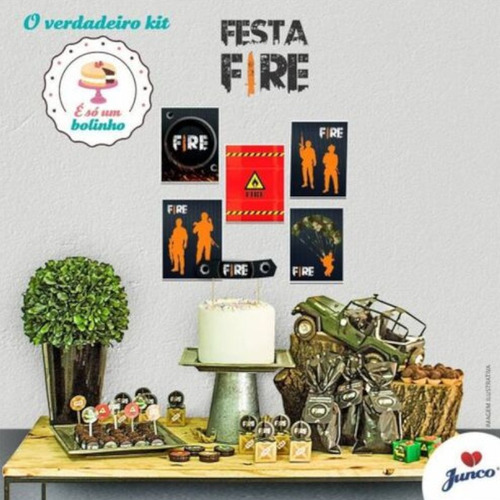 Kit Festa Só Um Bolinho - Decoração Free Fire - Junco Festas