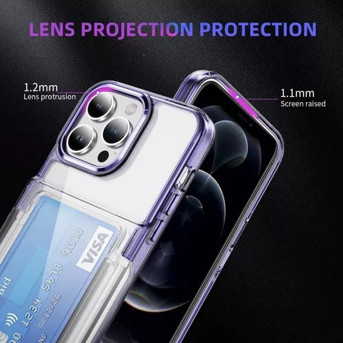 B / Funda Transparente For iPhone Con Tarjetero