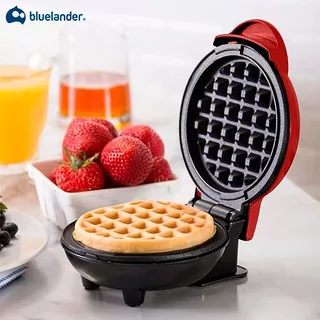 Mini Waflera Electrónica Para Desayunos Waffle Redondo Color Rojo