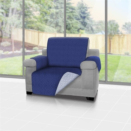 Forro Protector De Sofá Y Muebles Reversible Azul 1 Puesto