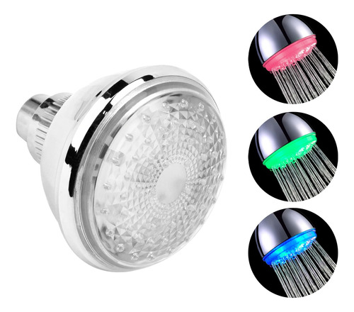 Flor Ducha Luz Led Rgb Multicolor Con Sensor Temperatura