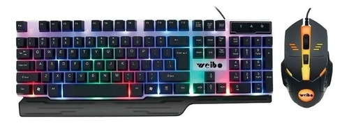 Mouse Y Teclado Gamer Weibo Wb-550 Rgb Sensacion Mecanica Color del teclado Negro