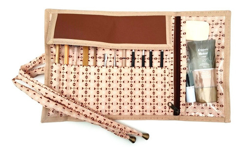 Imagem 1 de 5 de Estojo 12 Divisórias Porta Agulha De Crochê Lápis Acessórios