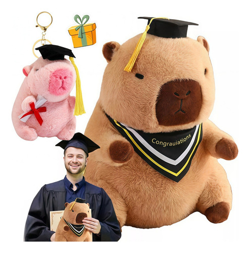 Peluche De Capibara De Graduación, 2 Piezas